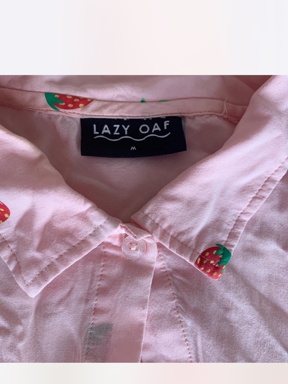Lazy Oaf Pink Strawberry Babydoll Short Sleeve Dress - M - Picture 3 of 6